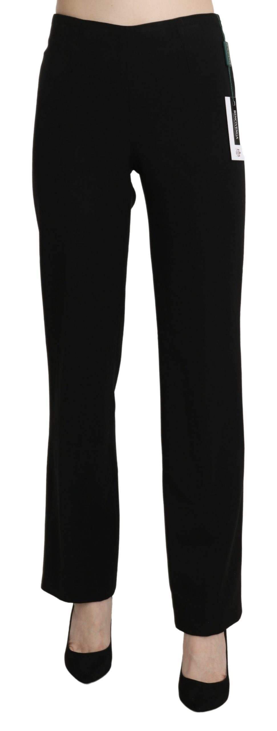 BENCIVENGA  High Waist Straight Formal Dress Trouser #women, BENCIVENGA, Black, feed-agegroup-adult, feed-color-black, feed-gender-female, feed-size-IT44|L, Gender_Women, IT44|L, Jeans & Pants - Women - Clothing, Women - New Arrivals at SEYMAYKA