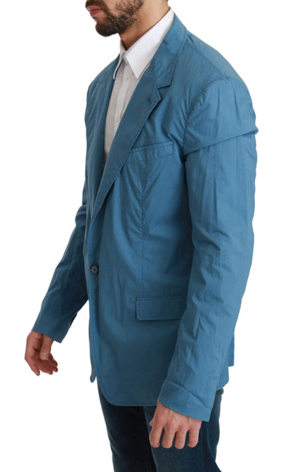Dolce & Gabbana  Blue Single Breasted Formal Cotton Blazer #men, Blazers - Men - Clothing, Blue, Brand_Dolce & Gabbana, Catch, Dolce & Gabbana, feed-agegroup-adult, feed-color-blue, feed-gender-male, feed-size-IT54 | XL, Gender_Men, IT54 | XL, Kogan, Men - New Arrivals at SEYMAYKA