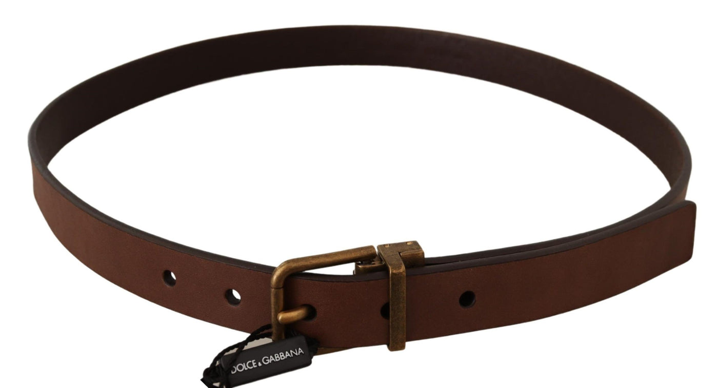 Dolce & gabbana Brown Leather Rustic Buckle Cintura Belt