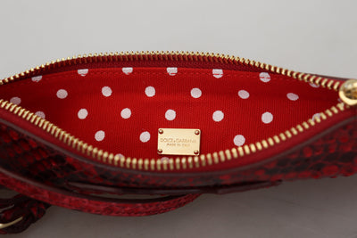 Dolce & Gabbana Red Leather Ayers Clutch Purse Wristlet Hand