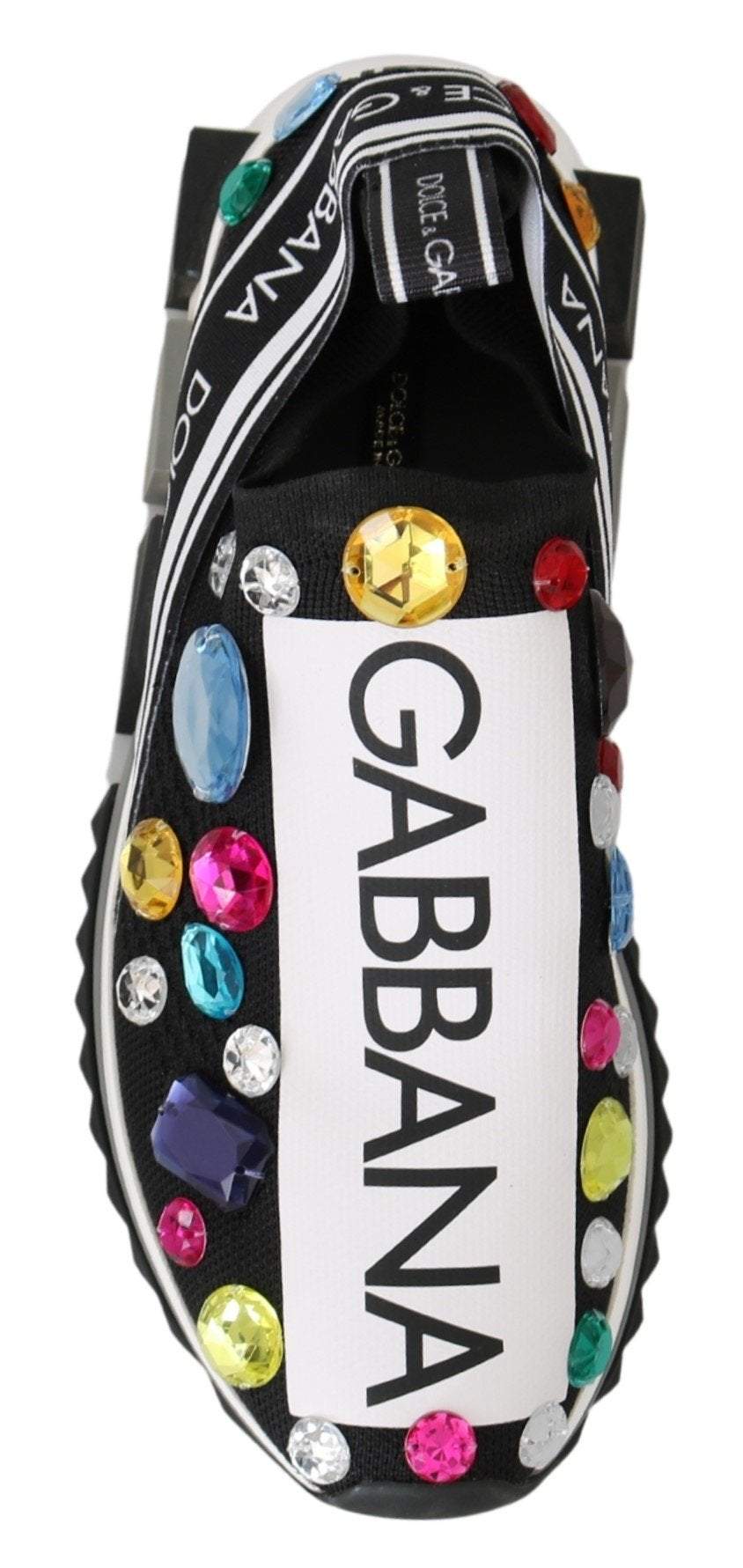Dolce & Gabbana Black Multicolor Crystal Sneakers Shoes #women, Black, EU39/US8.5, feed-agegroup-adult, feed-color-black, feed-gender-female, feed-size-US4.5, feed-size-US5, feed-size-US5.5, feed-size-US6, feed-size-US6.5, feed-size-US7.5, Shoes - New Arrivals, Sneakers - Women - Shoes at SEYMAYKA
