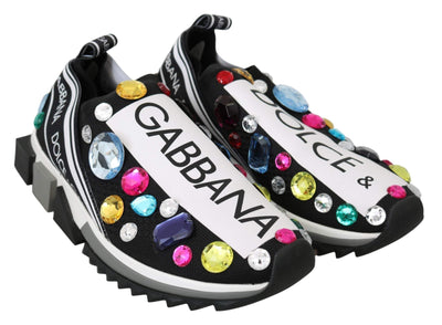 Dolce & Gabbana Black Multicolor Crystal Sneakers Shoes #women, Black, EU39/US8.5, feed-agegroup-adult, feed-color-black, feed-gender-female, feed-size-US4.5, feed-size-US5, feed-size-US5.5, feed-size-US6, feed-size-US6.5, feed-size-US7.5, Shoes - New Arrivals, Sneakers - Women - Shoes at SEYMAYKA