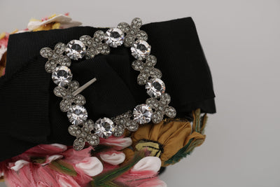 Dolce & Gabbana Multicolor Tiara Floral Crystal Bow Diadem Headband