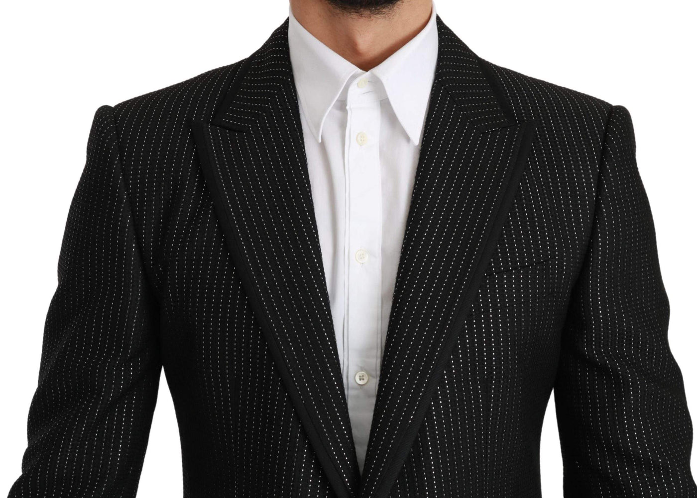 Dolce & Gabbana  Black Striped Single Breasted MARTINI Blazer #men, Black, Blazers - Men - Clothing, Brand_Dolce & Gabbana, Catch, Dolce & Gabbana, feed-agegroup-adult, feed-color-black, feed-gender-male, feed-size-IT48 | M, Gender_Men, IT48 | M, Kogan, Men - New Arrivals at SEYMAYKA