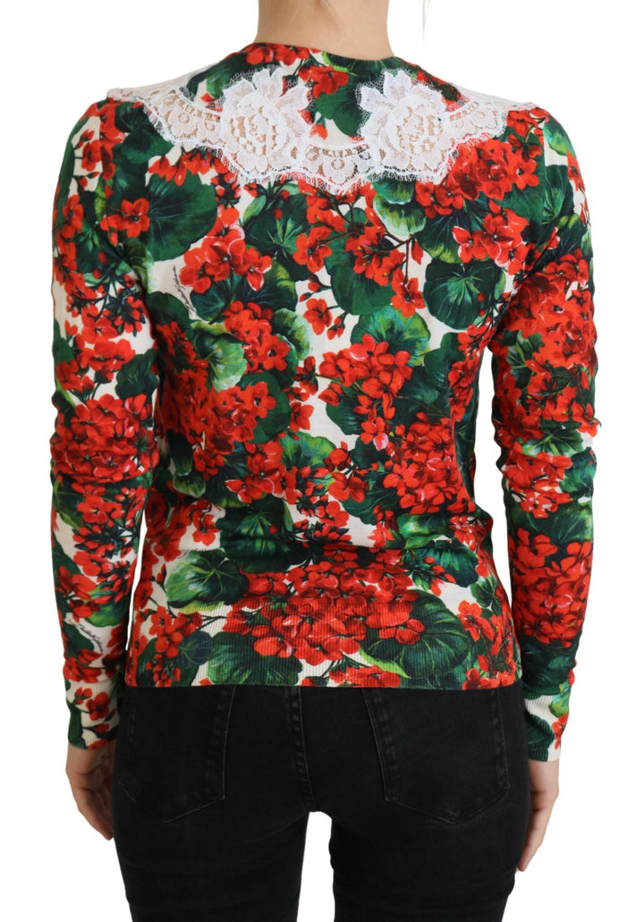 Multicolor Wool Floral Cardigan Sweater