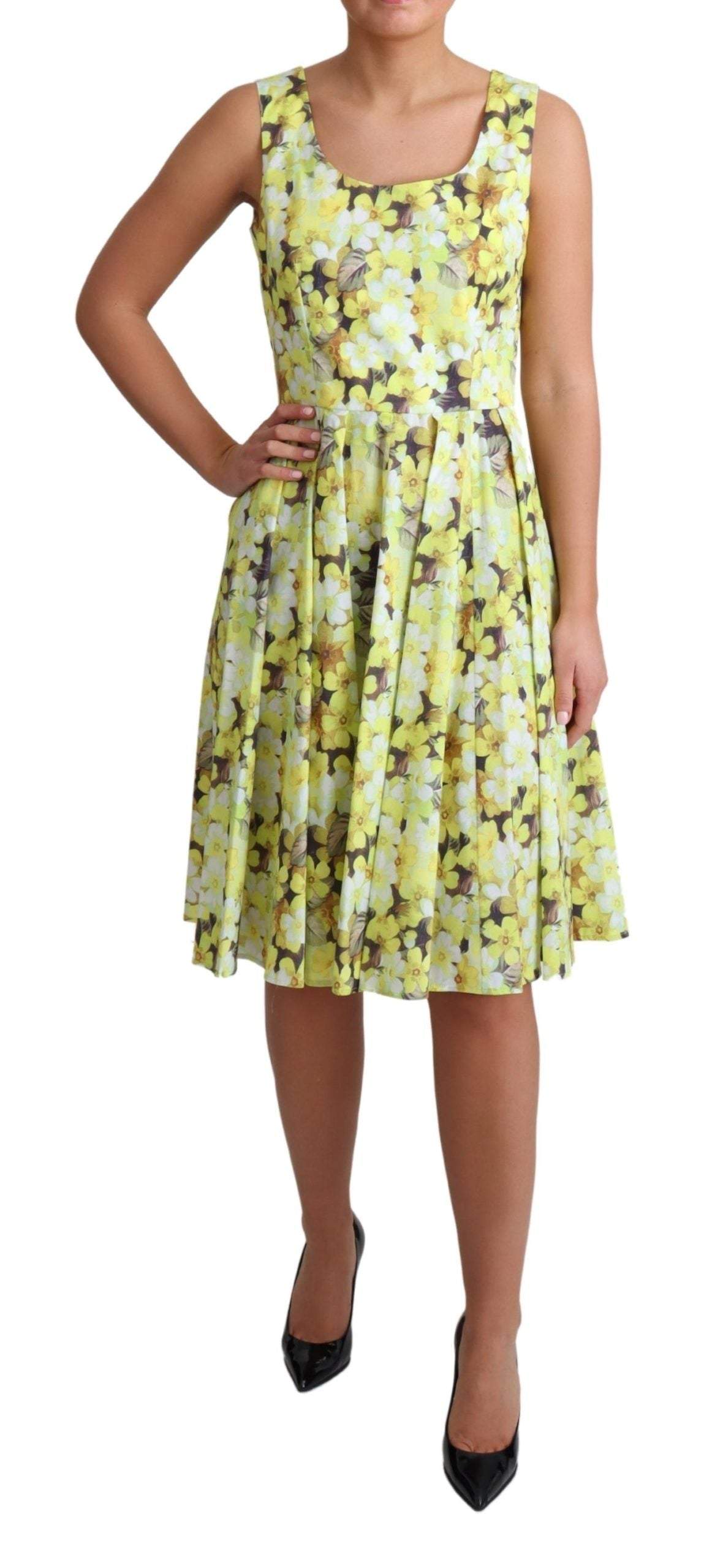 Dolce & Gabbana Yellow Floral Cotton Stretch Gown Dress #women, Dolce & Gabbana, Dresses - Women - Clothing, feed-agegroup-adult, feed-color-Yellow, feed-gender-female, IT38|XS, IT40|S, IT42|M, IT44|L, IT46|XL, Women - New Arrivals, Yellow at SEYMAYKA