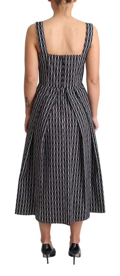 Dolce & Gabbana Black White Pattern Cotton A-Line Dress #women, Black, Dolce & Gabbana, Dresses - Women - Clothing, feed-agegroup-adult, feed-color-Black, feed-gender-female, IT40|S, IT42|M, IT44|L, IT46|XL, Women - New Arrivals at SEYMAYKA