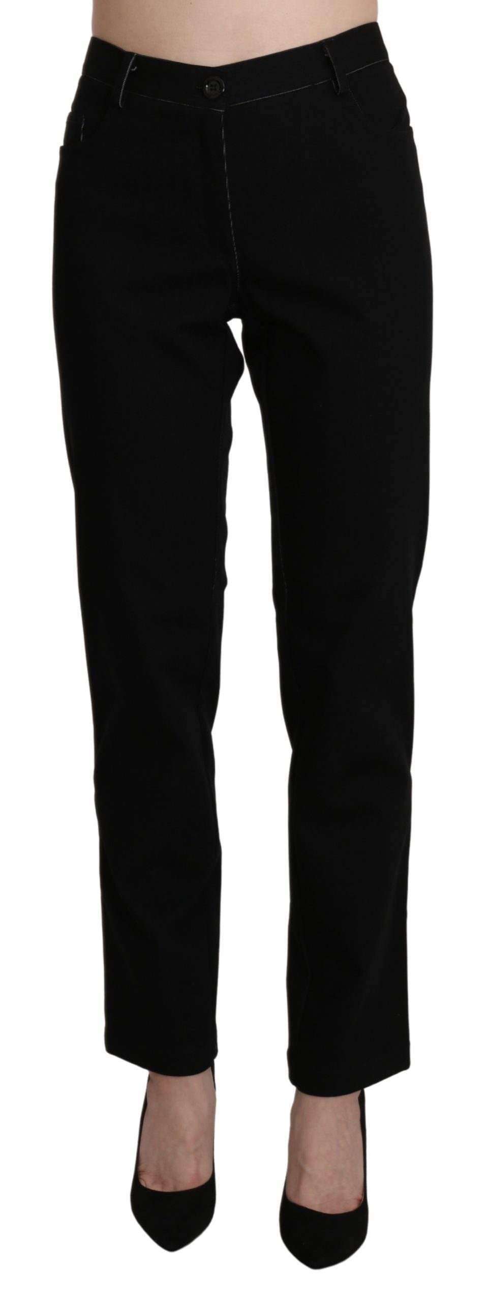 BENCIVENGA  High Waist Straight Casual Trouser Pant #women, BENCIVENGA, Black, feed-agegroup-adult, feed-color-black, feed-gender-female, feed-size-IT46|XL, feed-size-IT48|XXL, feed-size-IT50|3XL, Gender_Women, IT46|XL, IT48|XXL, IT50|3XL, Jeans & Pants - Women - Clothing, Women - New Arrivals at SEYMAYKA