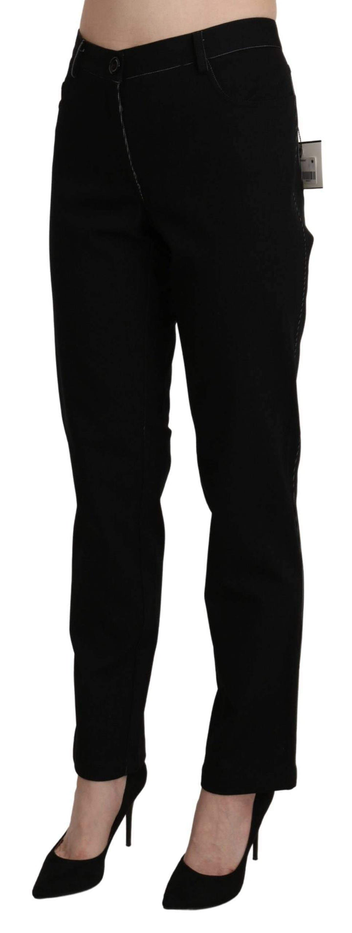 BENCIVENGA  High Waist Straight Casual Trouser Pant #women, BENCIVENGA, Black, feed-agegroup-adult, feed-color-black, feed-gender-female, feed-size-IT46|XL, feed-size-IT48|XXL, feed-size-IT50|3XL, Gender_Women, IT46|XL, IT48|XXL, IT50|3XL, Jeans & Pants - Women - Clothing, Women - New Arrivals at SEYMAYKA