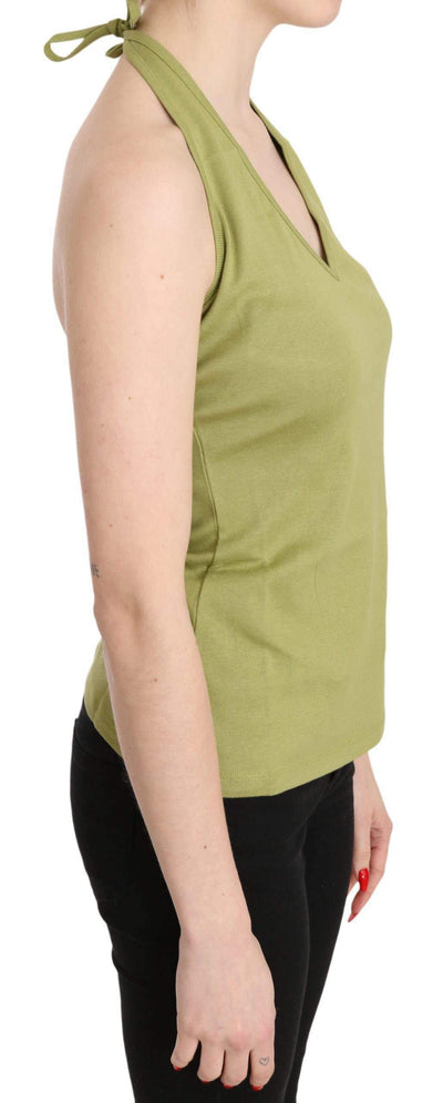 GF Ferre  Halter Cotton Sleeveless Casual Tank Top Blouse #women, Catch, feed-agegroup-adult, feed-color-green, feed-gender-female, feed-size-IT40|S, Gender_Women, GF Ferre, Green, IT40|S, Kogan, Tops & T-Shirts - Women - Clothing, Women - New Arrivals at SEYMAYKA