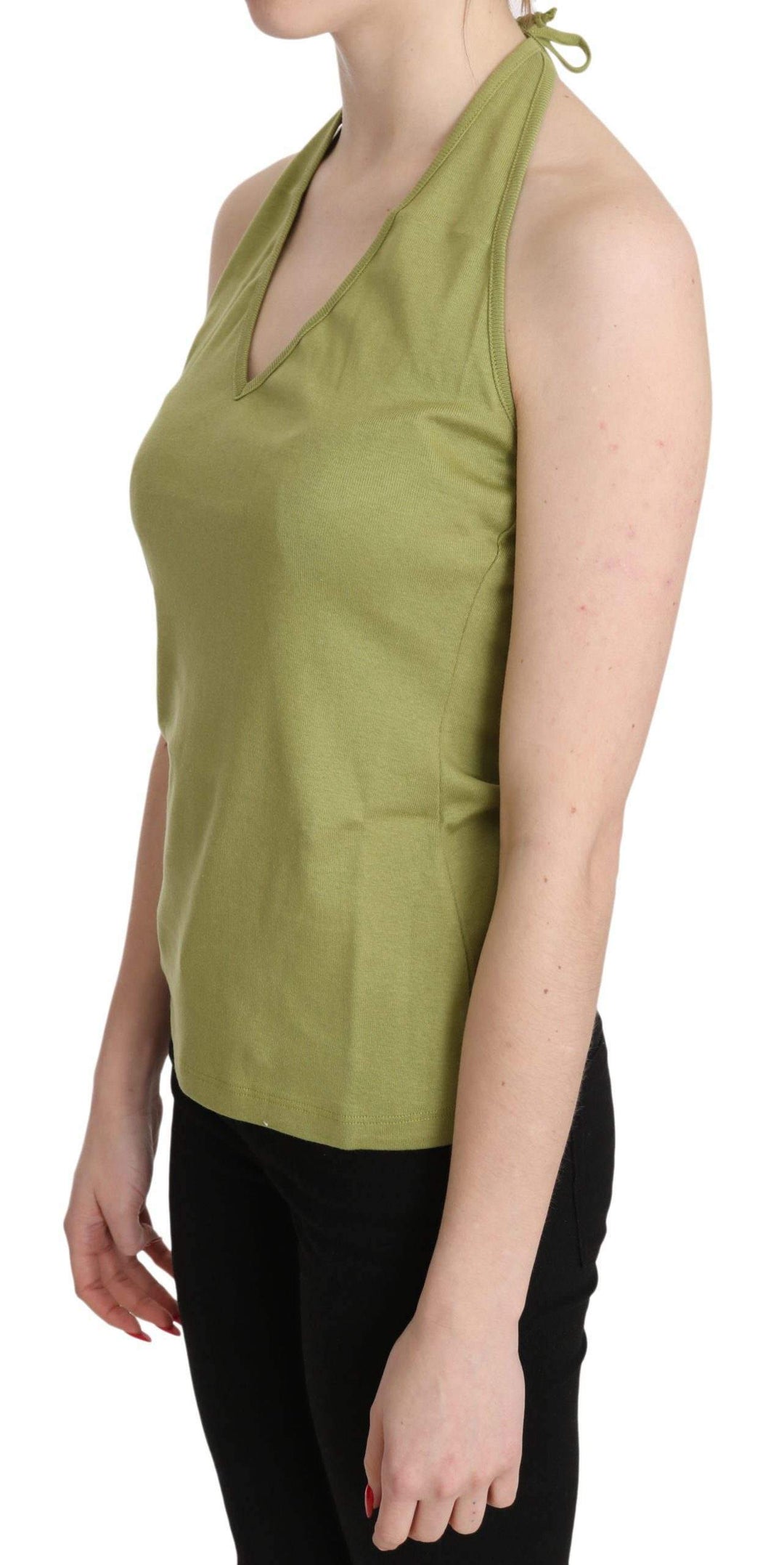 GF Ferre  Halter Cotton Sleeveless Casual Tank Top Blouse #women, Catch, feed-agegroup-adult, feed-color-green, feed-gender-female, feed-size-IT40|S, Gender_Women, GF Ferre, Green, IT40|S, Kogan, Tops & T-Shirts - Women - Clothing, Women - New Arrivals at SEYMAYKA