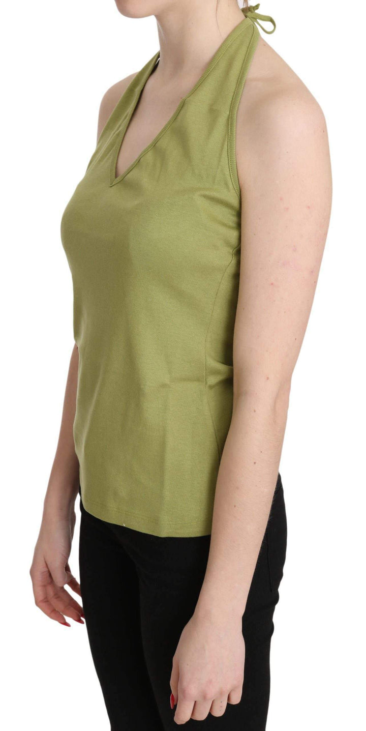 GF Ferre  Halter Cotton Sleeveless Casual Tank Top Blouse #women, Catch, feed-agegroup-adult, feed-color-green, feed-gender-female, feed-size-IT40|S, Gender_Women, GF Ferre, Green, IT40|S, Kogan, Tops & T-Shirts - Women - Clothing, Women - New Arrivals at SEYMAYKA