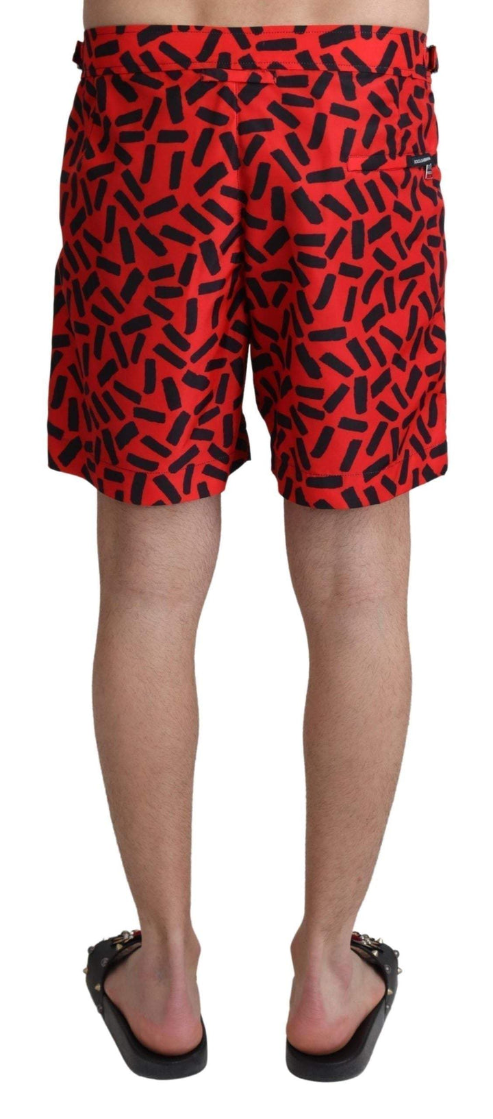 Dolce & Gabbana Red Patterned Beachwear Shorts Swimwear #men, Dolce & Gabbana, feed-agegroup-adult, feed-color-Red, feed-gender-male, IT4 | S, Men - New Arrivals, Red, Swimwear - Men - Clothing at SEYMAYKA