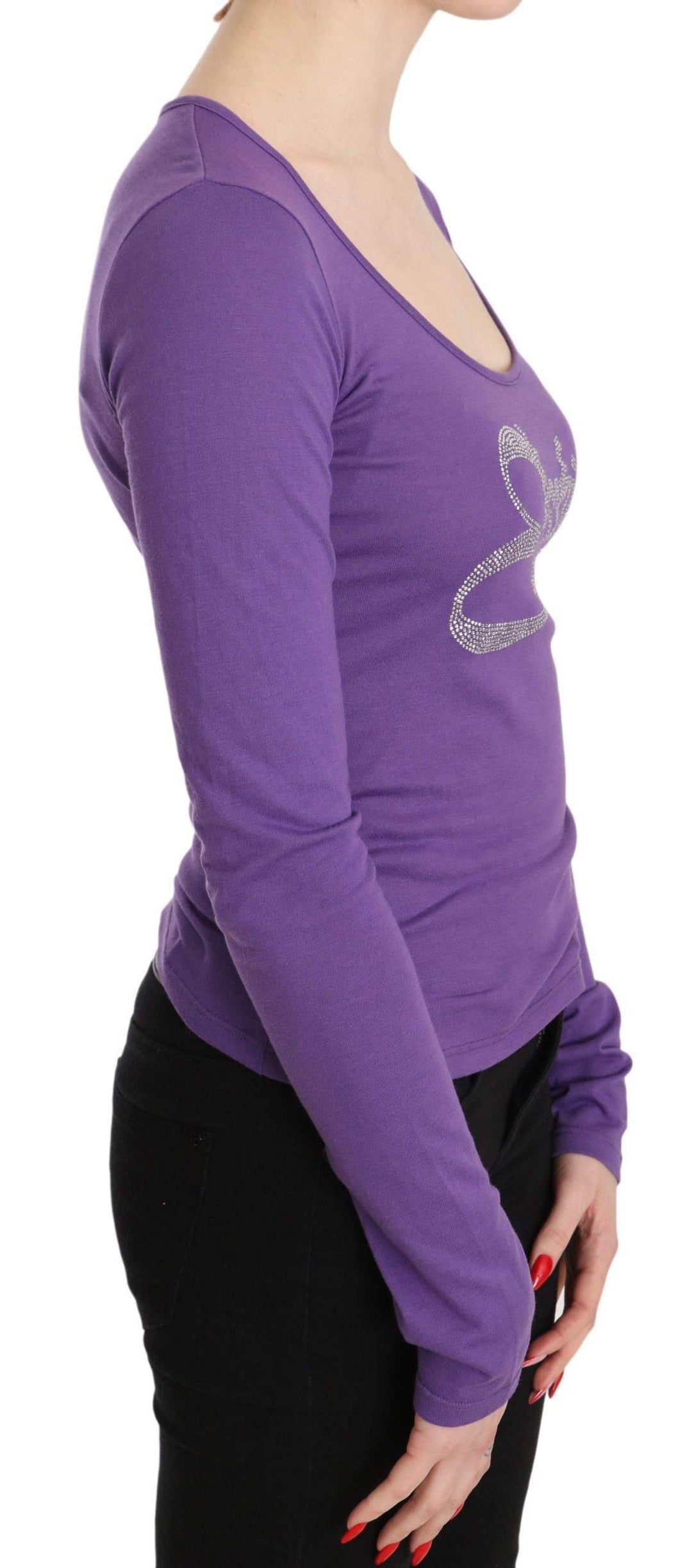 Exte Purple  Crystal Embellished Long Sleeve Top Blouse #women, Catch, Exte, feed-agegroup-adult, feed-color-purple, feed-gender-female, feed-size-IT40|S, Gender_Women, IT40|S, Kogan, Purple, Tops & T-Shirts - Women - Clothing, Women - New Arrivals at SEYMAYKA