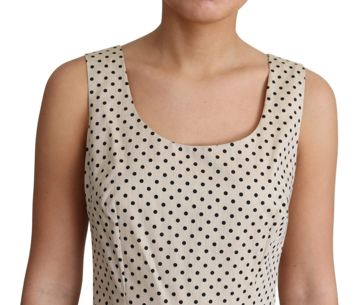 Dolce & Gabbana Beige Polka Dotted Cotton A-Line Dress #women, Beige, Dolce & Gabbana, Dresses - Women - Clothing, feed-agegroup-adult, feed-color-Beige, feed-gender-female, IT38|XS, IT40|S, IT42|M, IT44|L, IT46|XL, Women - New Arrivals at SEYMAYKA