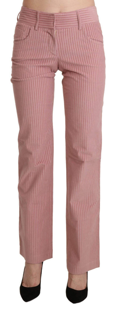 Ermanno Scervino Pink Mid Waist Straight Trouser Cotton Pants #women, Ermanno Scervino, feed-agegroup-adult, feed-color-pink, feed-gender-female, feed-size-IT40|S, feed-size-IT44|L, Gender_Women, IT40|S, IT44|L, Jeans & Pants - Women - Clothing, Pink, Women - New Arrivals at SEYMAYKA