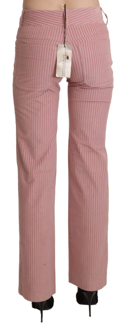 Ermanno Scervino Pink Mid Waist Straight Trouser Cotton Pants #women, Ermanno Scervino, feed-agegroup-adult, feed-color-pink, feed-gender-female, feed-size-IT40|S, feed-size-IT44|L, Gender_Women, IT40|S, IT44|L, Jeans & Pants - Women - Clothing, Pink, Women - New Arrivals at SEYMAYKA