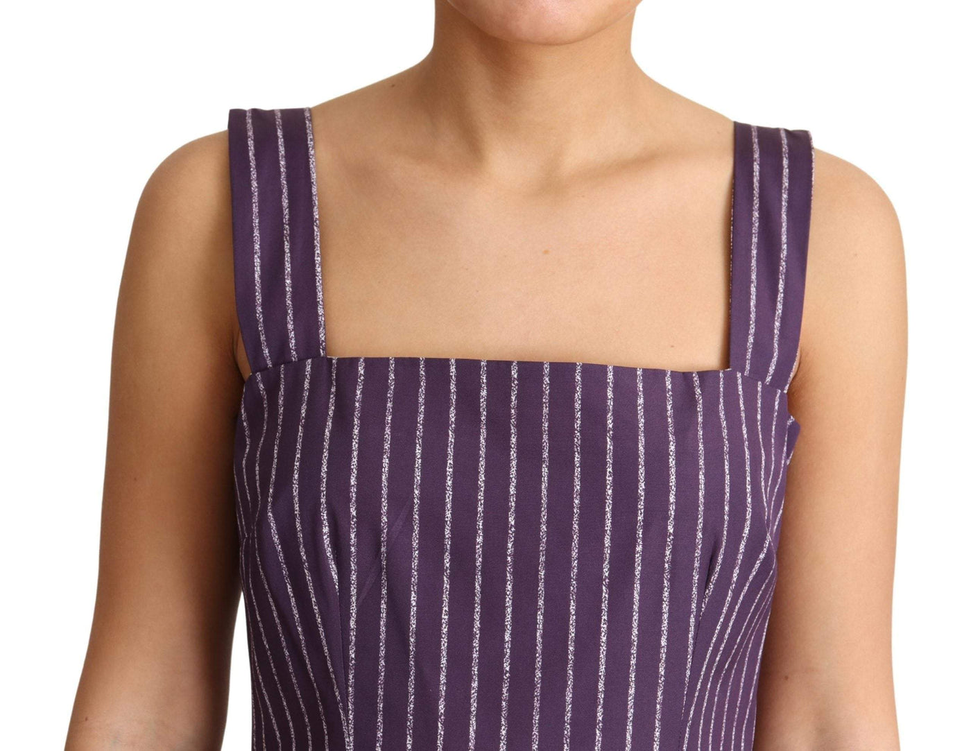 Dolce & Gabbana Purple Striped Cotton A-Line Stretch Dress #women, Dolce & Gabbana, Dresses - Women - Clothing, feed-agegroup-adult, feed-color-Purple, feed-gender-female, IT42|M, Purple, Women - New Arrivals at SEYMAYKA