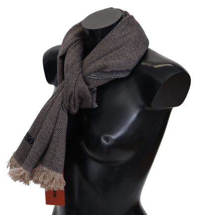 Missoni Brown Zigzag Pattern Cashmere Unisex Wrap Fringe Scarf #men, Brown, feed-agegroup-adult, feed-color-Brown, feed-gender-male, Missoni, Scarves - Men - Accessories at SEYMAYKA