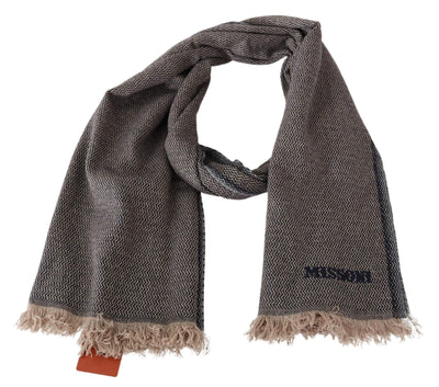 Missoni Brown Zigzag Pattern Cashmere Unisex Wrap Fringe Scarf #men, Brown, feed-agegroup-adult, feed-color-Brown, feed-gender-male, Missoni, Scarves - Men - Accessories at SEYMAYKA