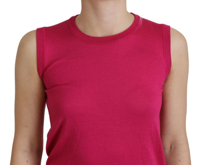 Pink Silk Vest Pullover Crewneck Tank Top