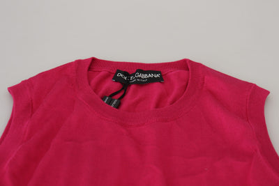 Pink Silk Vest Pullover Crewneck Tank Top