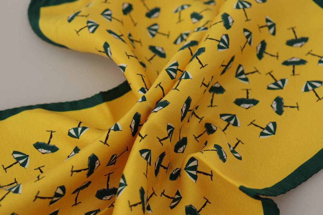 Dolce & Gabbana Yellow Printed DG Logo Square Mens Handkerchief Scarf