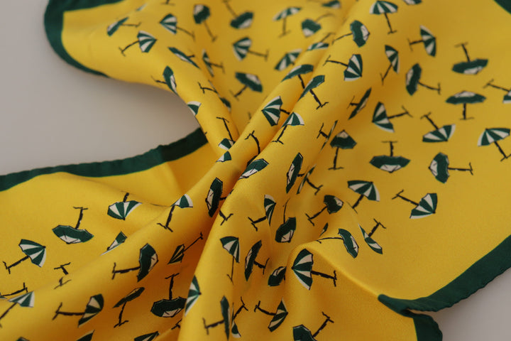 Dolce & Gabbana Yellow Printed DG Logo Square Mens Handkerchief Scarf
