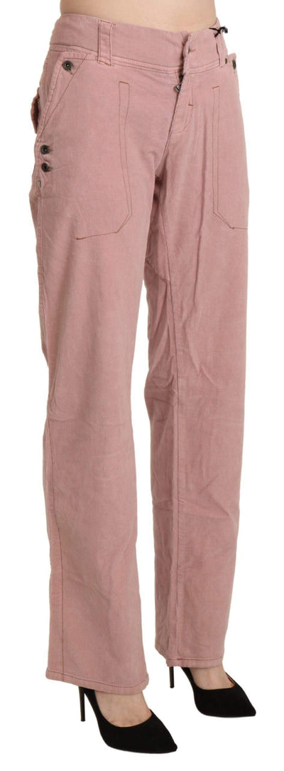 Ermanno Scervino Pink High Waist Straight Cotton Trouser Pants #women, Ermanno Scervino, feed-agegroup-adult, feed-color-pink, feed-gender-female, feed-size-IT42|M, feed-size-IT44|L, Gender_Women, IT42|M, IT44|L, Jeans & Pants - Women - Clothing, Pink, Women - New Arrivals at SEYMAYKA