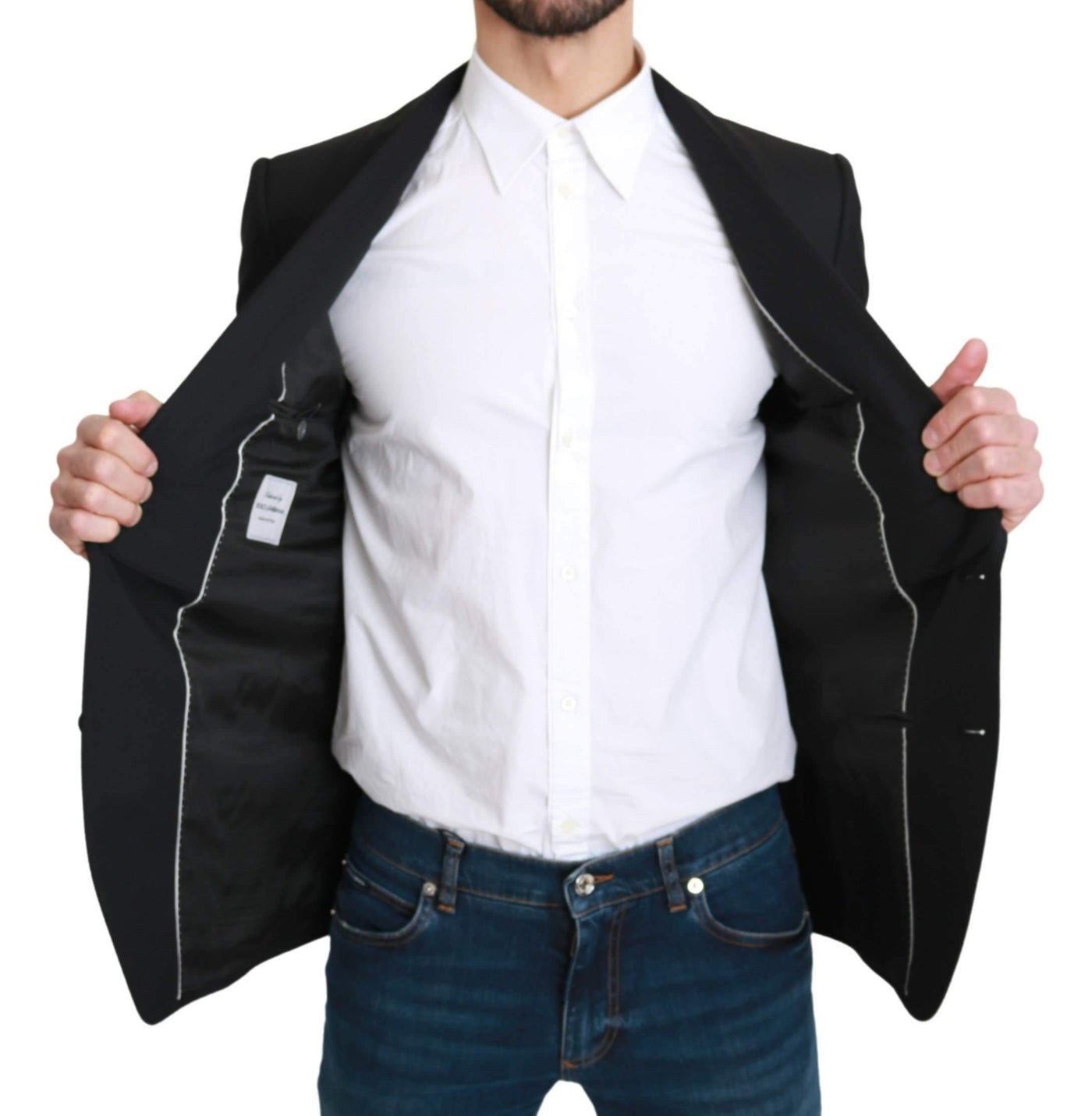 Dolce & Gabbana  Black Single Breasted Formal Wool Blazer #men, Black, Blazers - Men - Clothing, Brand_Dolce & Gabbana, Catch, Dolce & Gabbana, feed-agegroup-adult, feed-color-black, feed-gender-male, feed-size-IT46 | S, Gender_Men, IT46 | S, Kogan, Men - New Arrivals at SEYMAYKA