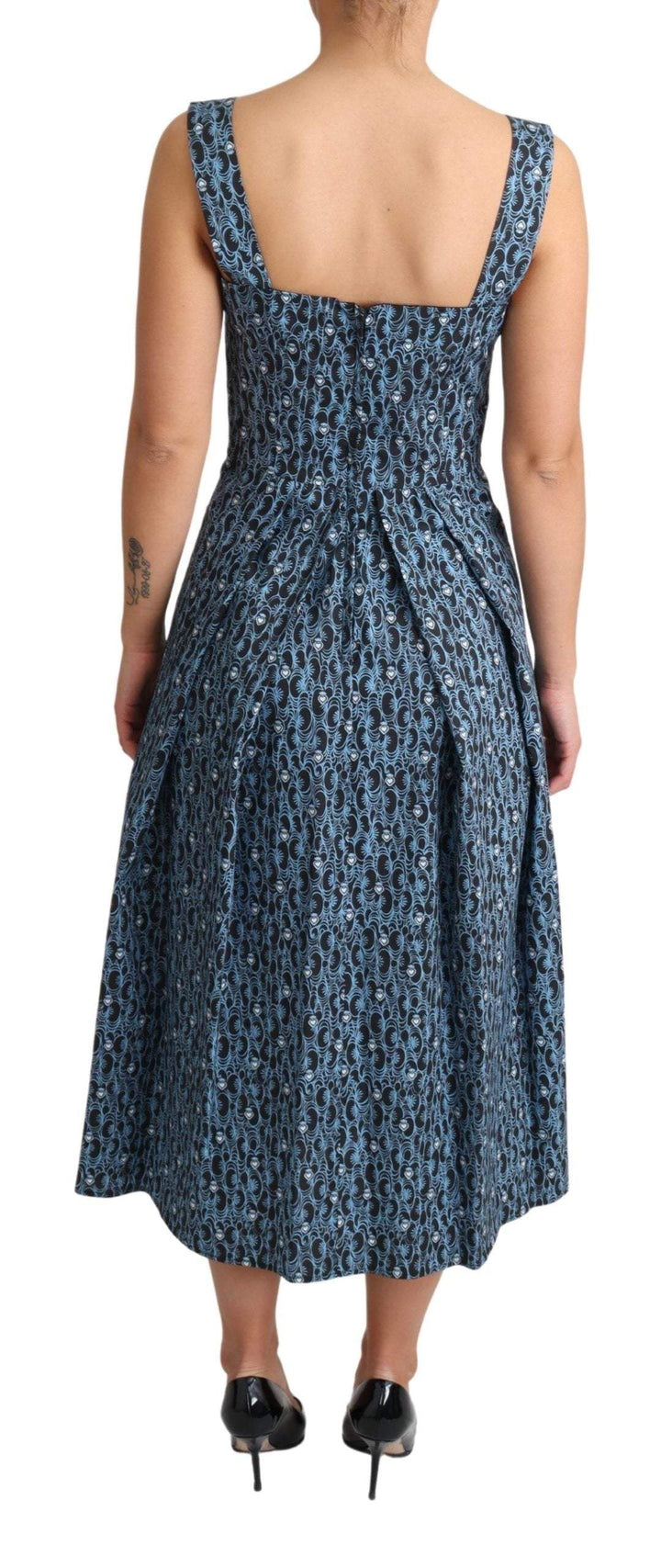Dolce & Gabbana Blue Heart Cotton A-Line Stretch Dress #women, Blue, Dolce & Gabbana, Dresses - Women - Clothing, feed-agegroup-adult, feed-color-Blue, feed-gender-female, IT38|XS, IT40|S, IT44|L, IT46|XL, Women - New Arrivals at SEYMAYKA
