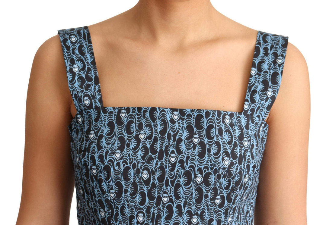 Dolce & Gabbana Blue Heart Cotton A-Line Stretch Dress #women, Blue, Dolce & Gabbana, Dresses - Women - Clothing, feed-agegroup-adult, feed-color-Blue, feed-gender-female, IT38|XS, IT40|S, IT44|L, IT46|XL, Women - New Arrivals at SEYMAYKA