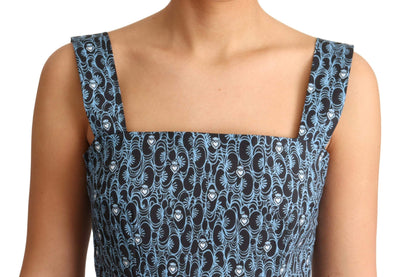 Dolce & Gabbana Blue Heart Cotton A-Line Stretch Dress #women, Blue, Dolce & Gabbana, Dresses - Women - Clothing, feed-agegroup-adult, feed-color-Blue, feed-gender-female, IT38|XS, IT40|S, IT44|L, IT46|XL, Women - New Arrivals at SEYMAYKA