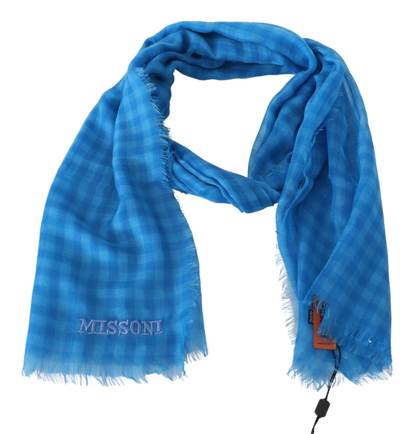 Missoni Blue Checkered Cashmere Unisex Wrap Fringes Scarf #men, Blue, feed-agegroup-adult, feed-color-Blue, feed-gender-male, Missoni, Scarves - Men - Accessories at SEYMAYKA