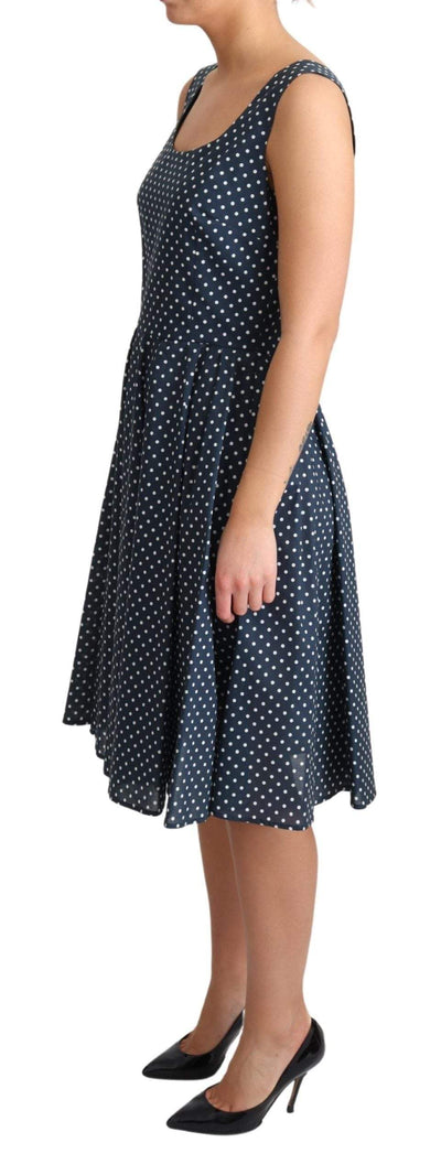 Dolce & Gabbana Blue Dotted Cotton A-Line Gown Dress #women, Blue, Dolce & Gabbana, Dresses - Women - Clothing, feed-agegroup-adult, feed-color-Blue, feed-gender-female, IT40|S, IT42|M, IT44|L, Women - New Arrivals at SEYMAYKA