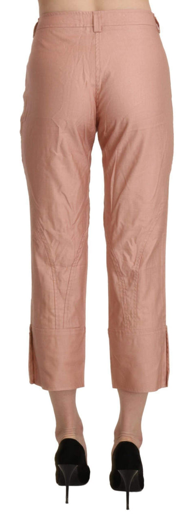 Ermanno Scervino Cotton Pink High Waist Cropped Trouser Pants #women, Ermanno Scervino, feed-agegroup-adult, feed-color-pink, feed-gender-female, feed-size-IT44|L, feed-size-IT46|XL, Gender_Women, IT44|L, IT46|XL, Jeans & Pants - Women - Clothing, Pink, Women - New Arrivals at SEYMAYKA
