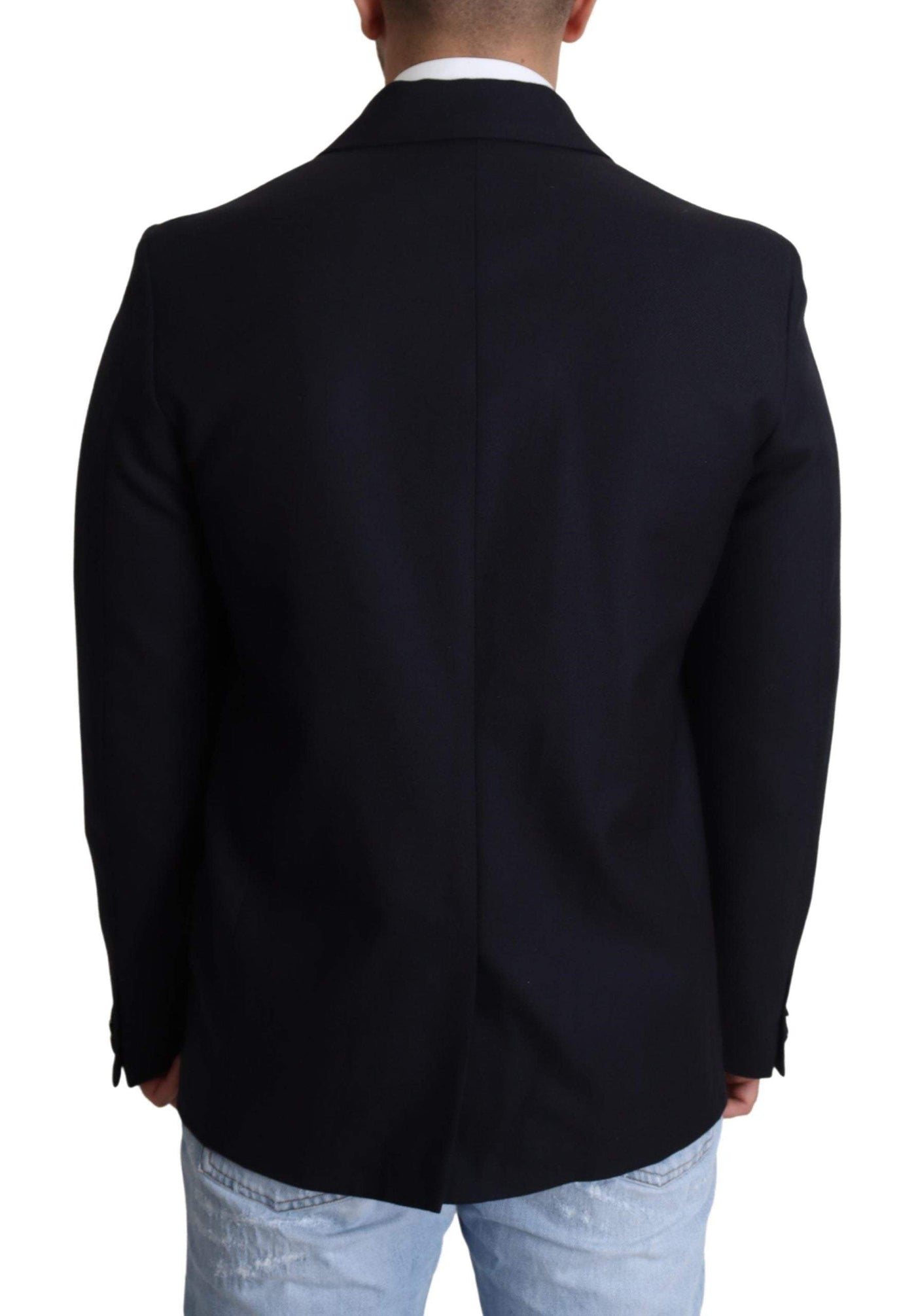 Dolce & Gabbana Dark Blue Wool Single Breasted Coat Jacket #men, Blazers - Men - Clothing, Blue, Dolce & Gabbana, feed-agegroup-adult, feed-color-Blue, feed-gender-male, IT46 | S at SEYMAYKA