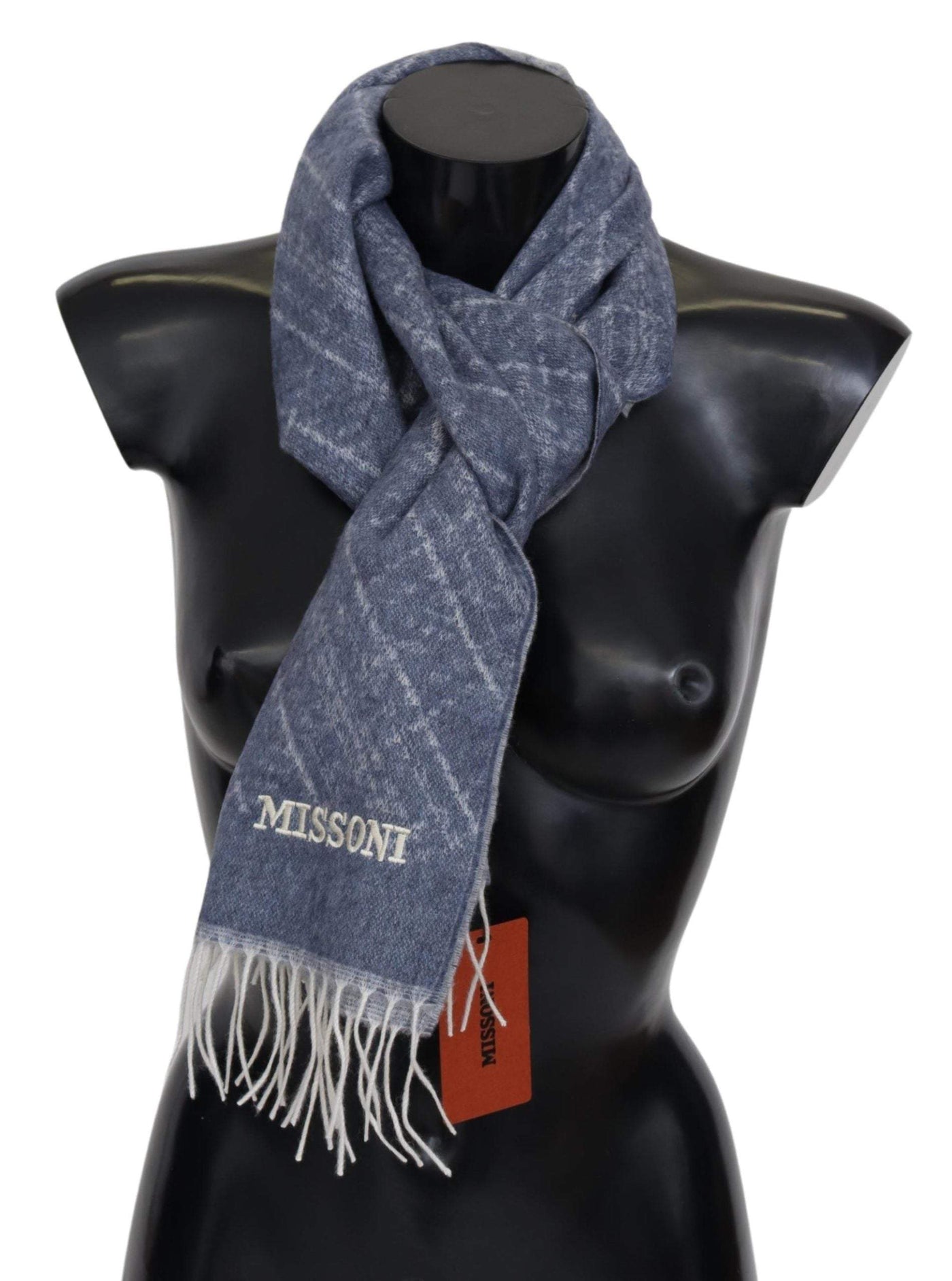 Missoni Blue 100% Cashmere Unisex Neck Wrap Fringes Scarf #men, Blue, feed-agegroup-adult, feed-color-Blue, feed-gender-male, Missoni, Scarves - Men - Accessories at SEYMAYKA