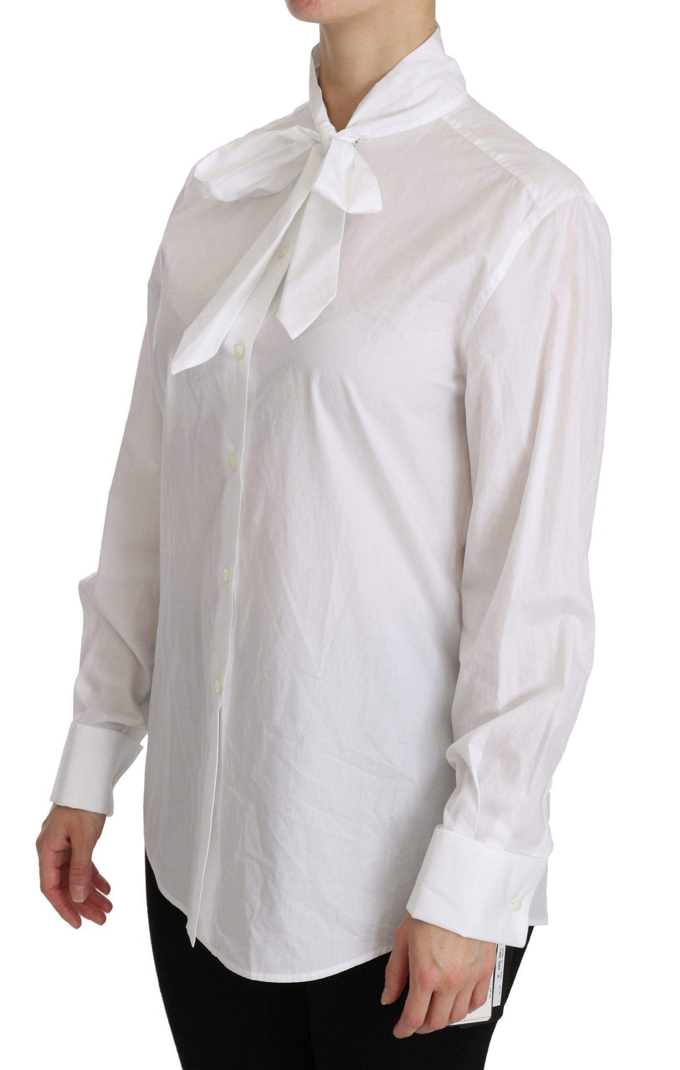 Dolce & Gabbana  White Turtle Neck Long Sleeve Polo Shirt #women, Brand_Dolce & Gabbana, Catch, Dolce & Gabbana, feed-agegroup-adult, feed-color-white, feed-gender-female, feed-size-IT38 | S, Gender_Women, IT38 | S, IT46|XL, Kogan, Shirts - Women - Clothing, White, Women - New Arrivals at SEYMAYKA