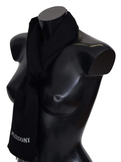 Missoni Black 100% Wool Unisex Neck Wrap Fringes Logo Scarf #men, Black, feed-agegroup-adult, feed-color-Black, feed-gender-male, Missoni, Scarves - Men - Accessories at SEYMAYKA