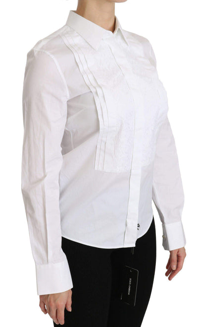 Dolce & Gabbana  White Collared Long Sleeve Polo Shirt #women, Brand_Dolce & Gabbana, Catch, Dolce & Gabbana, feed-agegroup-adult, feed-color-white, feed-gender-female, feed-size-IT44|L, Gender_Women, IT44|L, Kogan, Shirts - Women - Clothing, White, Women - New Arrivals at SEYMAYKA