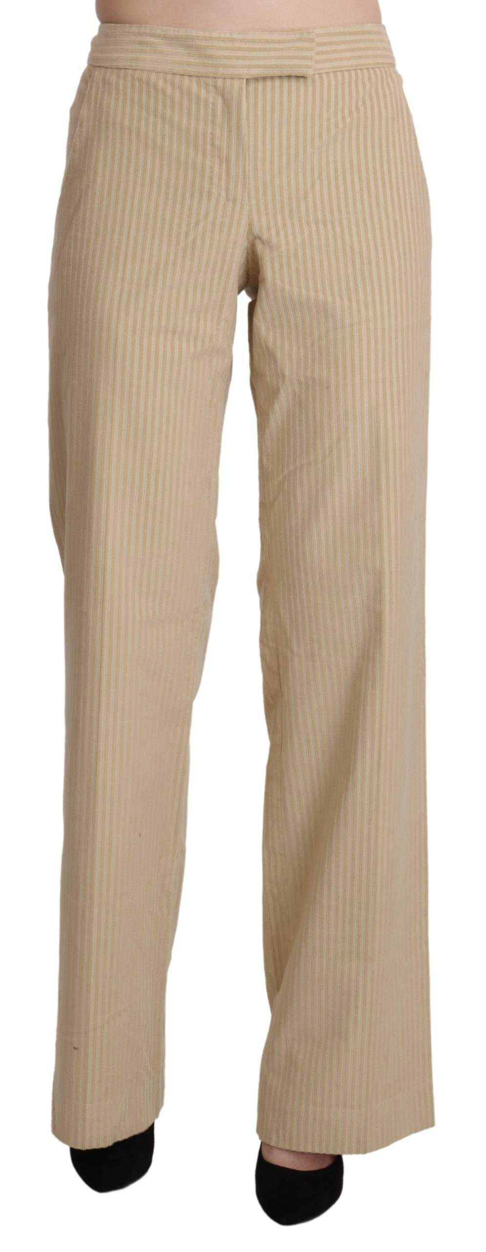 Ermanno Scervino Beige High Waist Flared Wide Leg Trouser Pants #women, Beige, Ermanno Scervino, feed-agegroup-adult, feed-color-beige, feed-gender-female, feed-size-IT44|L, feed-size-IT46|XL, Gender_Women, IT44|L, IT46|XL, Jeans & Pants - Women - Clothing, Women - New Arrivals at SEYMAYKA