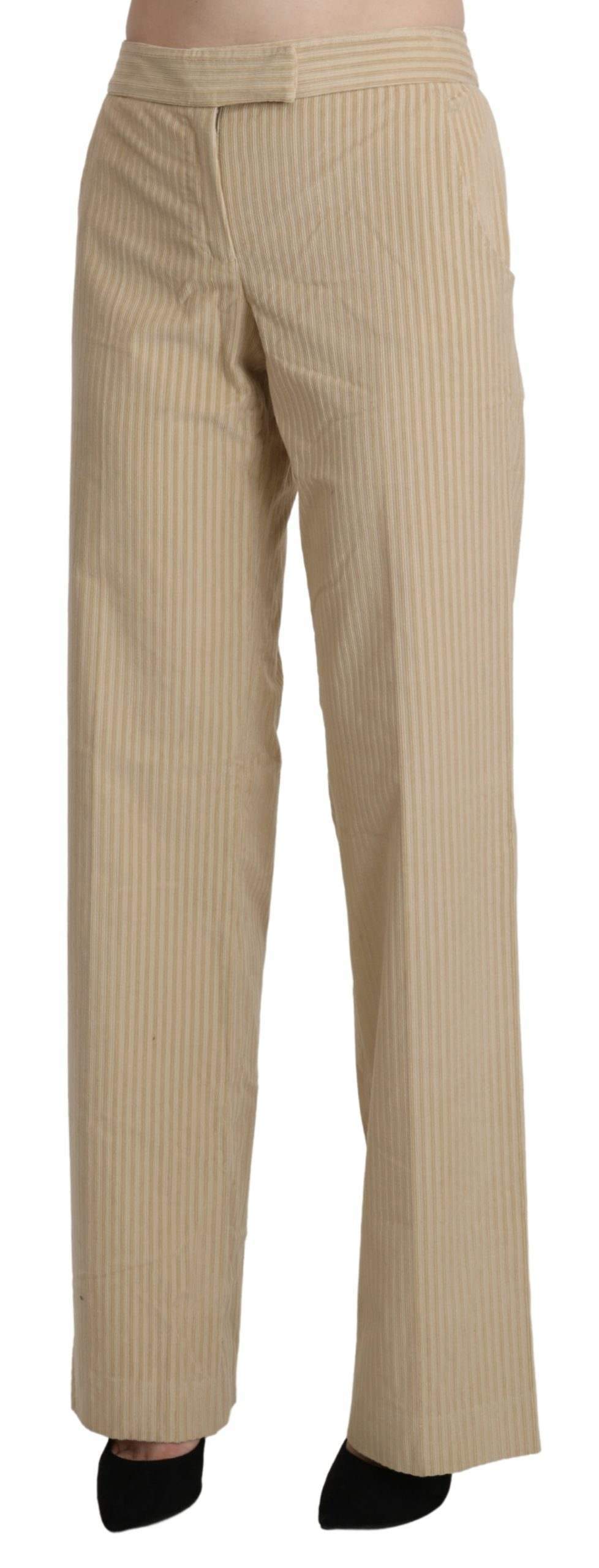 Ermanno Scervino Beige High Waist Flared Wide Leg Trouser Pants #women, Beige, Ermanno Scervino, feed-agegroup-adult, feed-color-beige, feed-gender-female, feed-size-IT44|L, feed-size-IT46|XL, Gender_Women, IT44|L, IT46|XL, Jeans & Pants - Women - Clothing, Women - New Arrivals at SEYMAYKA