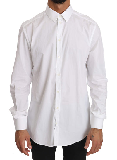 Dolce & Gabbana White Cotton GOLD Dress Shirt #men, 37, Dolce & Gabbana, feed-agegroup-adult, feed-color-White, feed-gender-male, Men - New Arrivals, Shirts - Men - Clothing, White at SEYMAYKA