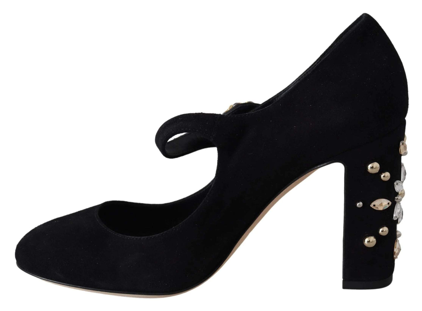 Dolce & Gabbana Black Suede Crystal Heels Black, Dolce & Gabbana, EU36/US5.5, feed-1, Pumps - Women - Shoes, Shoes - New Arrivals at SEYMAYKA