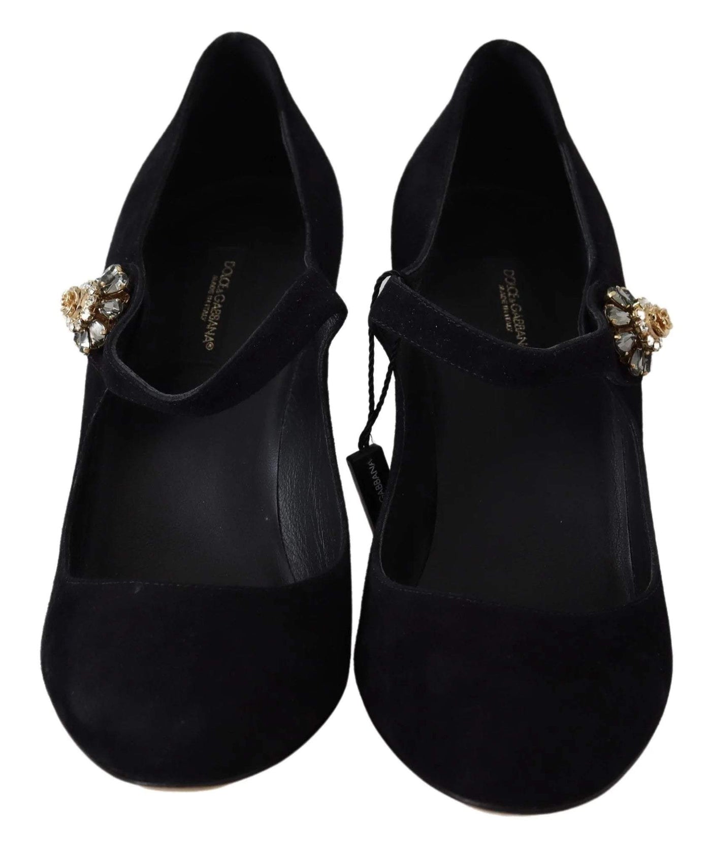 Dolce & Gabbana Black Suede Crystal Heels Black, Dolce & Gabbana, EU36/US5.5, feed-1, Pumps - Women - Shoes, Shoes - New Arrivals at SEYMAYKA