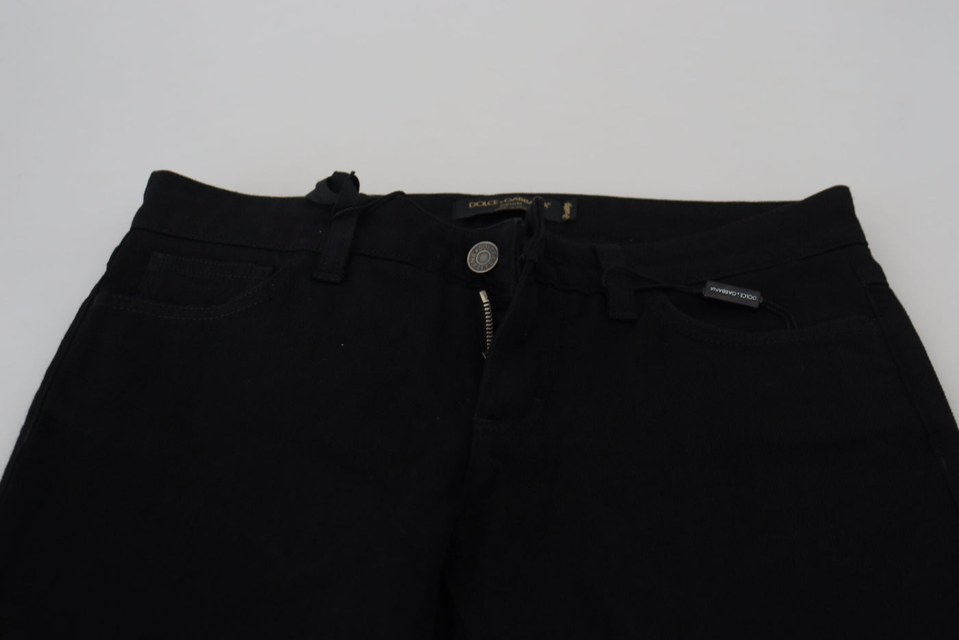Dolce & Gabbana Black Cotton Low Waist Slim Fit Denim Jeans