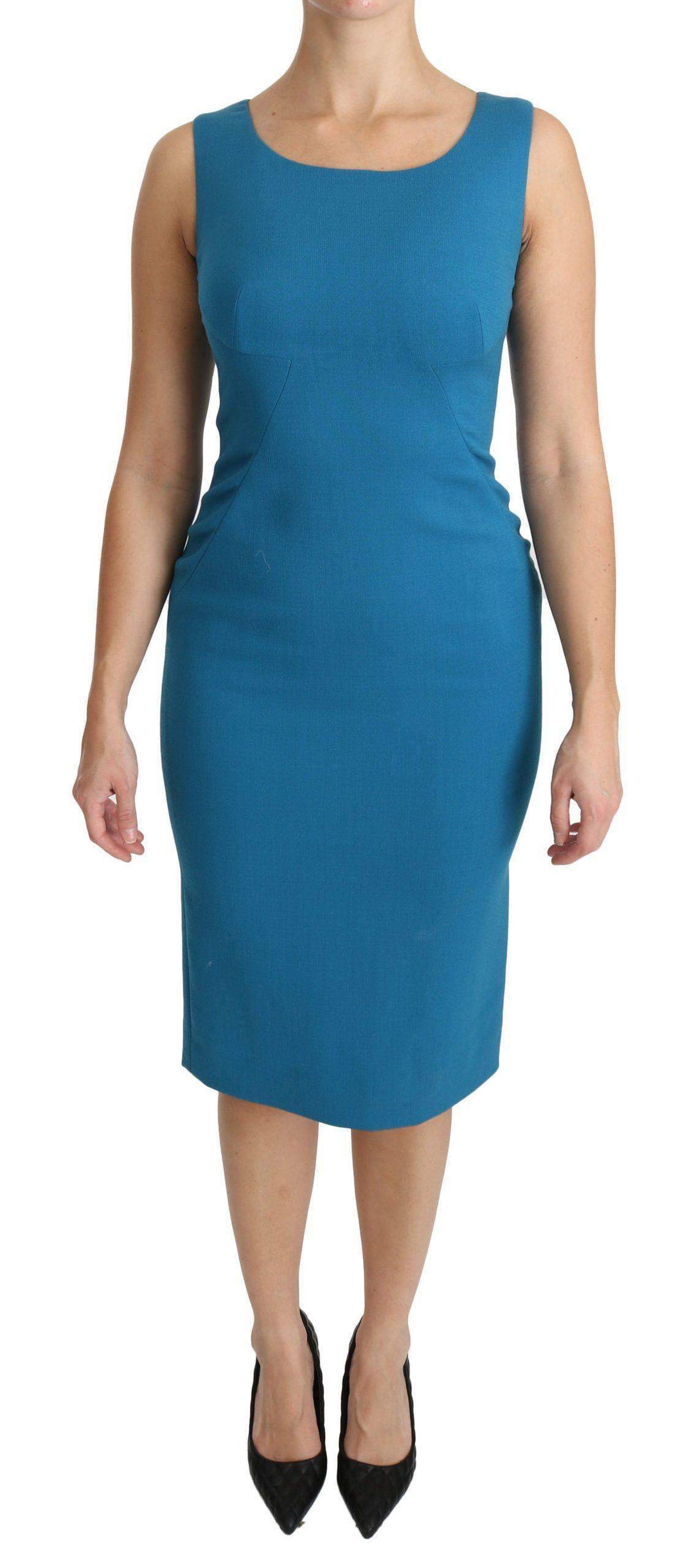 Dolce & Gabbana  Blue Bodycon Sheath Knee Length Wool Dress #women, Blue, Brand_Dolce & Gabbana, Catch, Clothing_Dress, Dolce & Gabbana, Dresses - Women - Clothing, feed-agegroup-adult, feed-color-blue, feed-gender-female, feed-size-IT36|XXS, feed-size-IT40|S, Gender_Women, IT36|XXS, IT38|XS, IT40|S, Kogan, Women - New Arrivals at SEYMAYKA