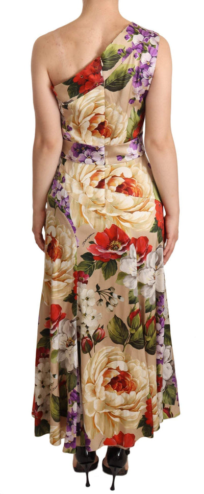 Dolce & Gabbana Beige One Shoulder Floral Mid Length Dress Beige, Dolce & Gabbana, Dresses - Women - Clothing, feed-agegroup-adult, feed-color-Beige, feed-gender-female, IT38|XS at SEYMAYKA