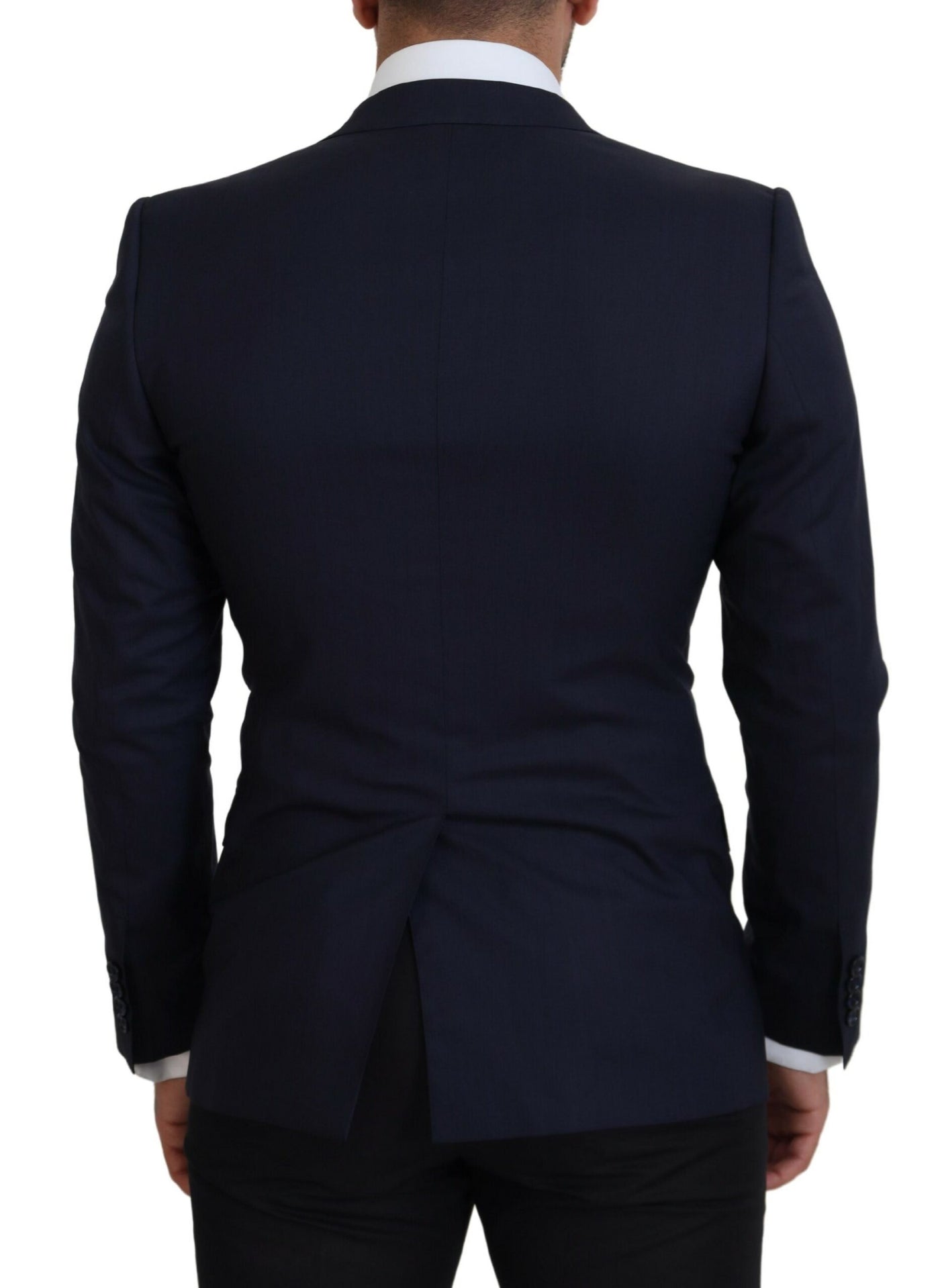 Dolce & Gabbana Blue Wool Slim Fit Formal Coat Blazer